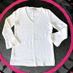 Loft white lightweight  bell 3/4 sleeve sweater size xs.